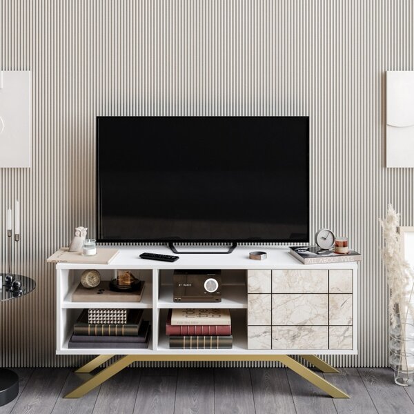 Έπιπλο TV North-Λευκό, Gold