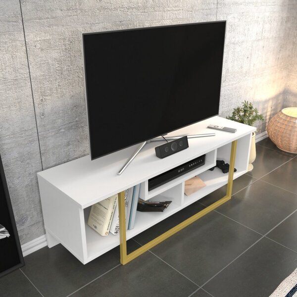 Έπιπλο TV Asal 120 - Gold, Λευκό