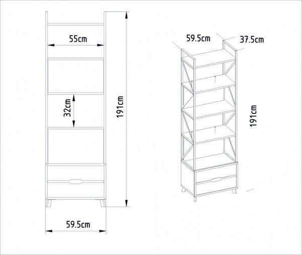 Βιβλιοθήκη Frida 60 Cm - Λευκό