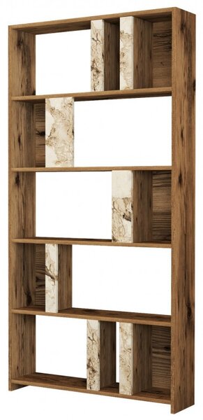 Βιβλιοθήκη Lima - Walnut, Λευκό Marble