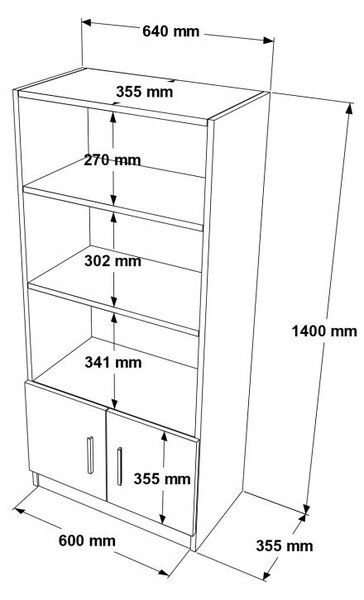 Βιβλιοθήκη Vario D - Oak, Μαύρη