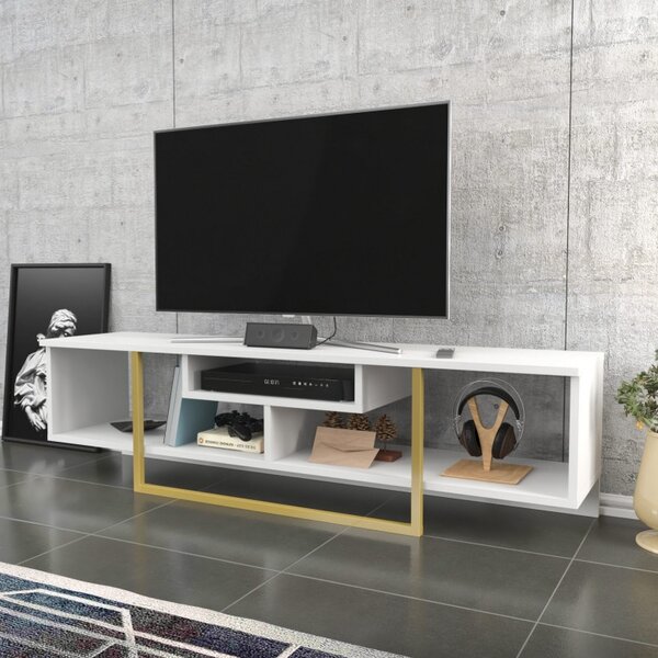 Έπιπλο TV Asal 150 - Λευκό, Gold