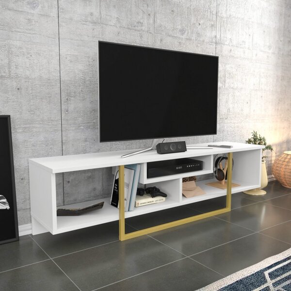 Έπιπλο TV Asal 150 - Λευκό, Gold