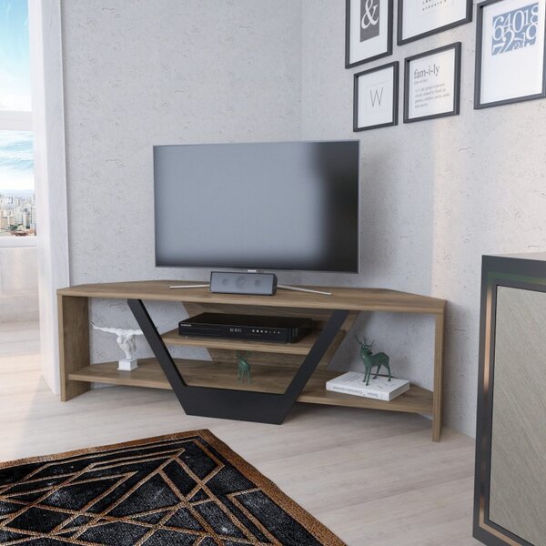 Έπιπλο TV Sares-Walnut, Μαύρο