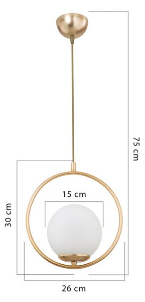 Μονόφωτο φωτιστικό οροφής PWL-1193, E27 χρυσό, 26x75 cm