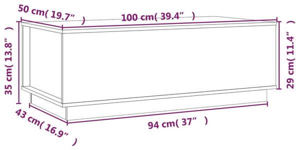 VidaXL Τραπεζάκι Σαλονιού Μαύρο 100x50x35 εκ. από Μασίφ Ξύλο Πεύκου