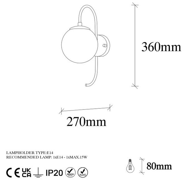 Φωτιστικό Τοίχου Jewel 10560, Γυαλιστερό Χρυσό