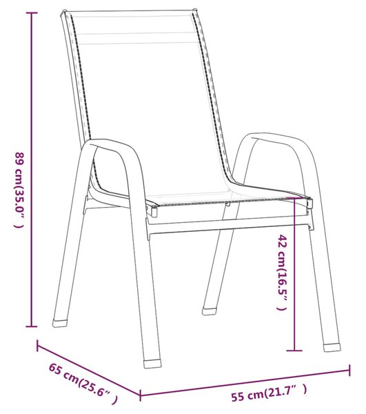 VidaXL Καρέκλες Κήπου Στοιβαζόμενες 2 τεμ. Καφέ από Ύφασμα Textilene