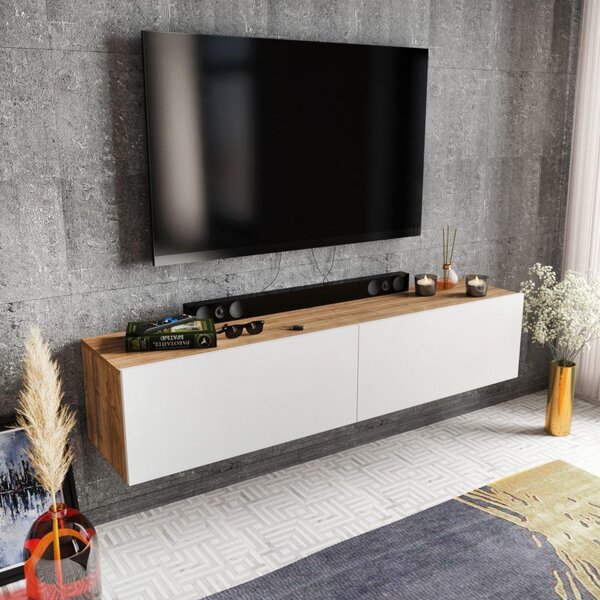 Έπιπλο TV Poling-Λευκό, Walnut