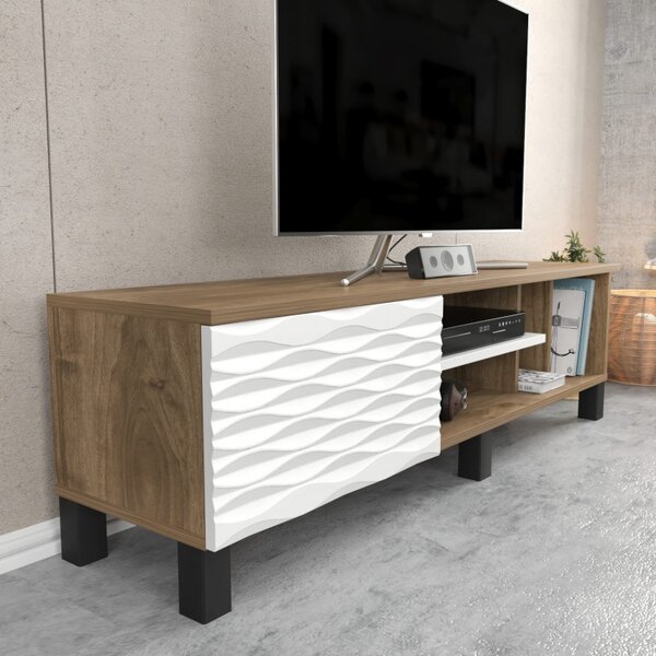 Έπιπλο TV Olyo-Walnut, Λευκό