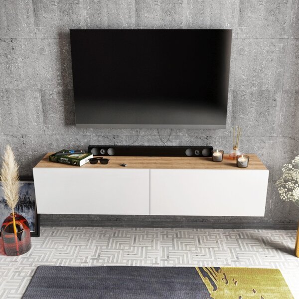 Έπιπλο TV Poling-Λευκό, Walnut