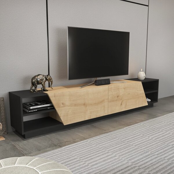 Έπιπλο TV Rhodes-Ανθρακί, Oak