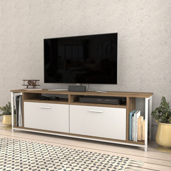 Έπιπλο TV Omar-Λευκό, Walnut