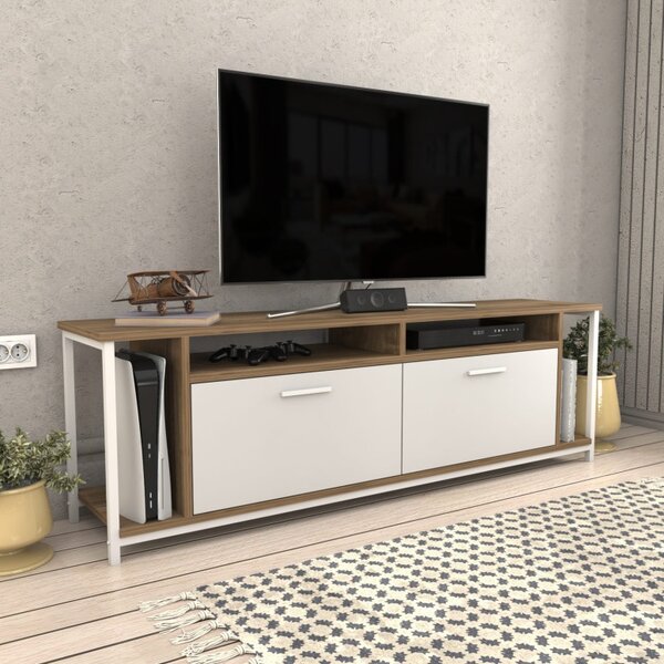 Έπιπλο TV Omar-Λευκό, Walnut