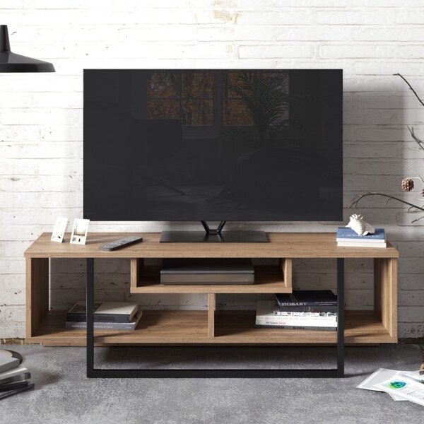 Έπιπλο TV Asal (120) - Walnut, Μαύρο