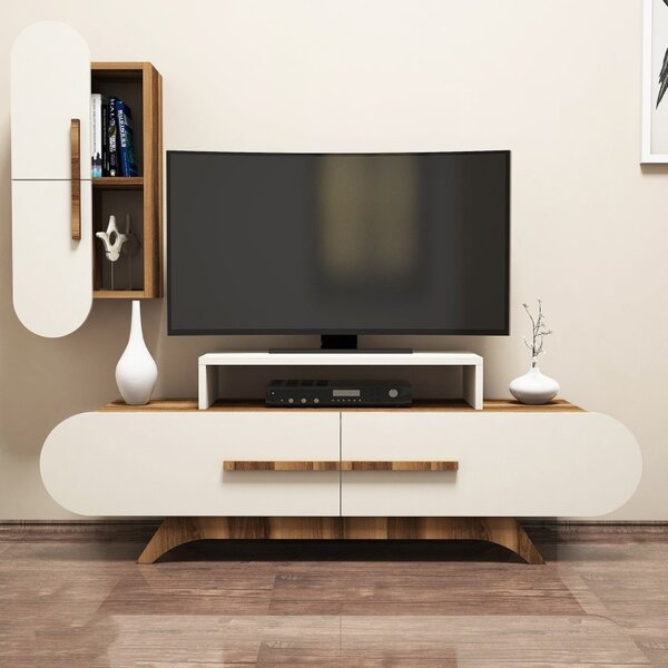 Έπιπλο TV Rose S-Walnut, Κρεμ