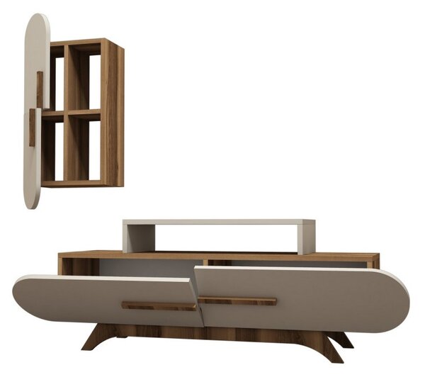 Έπιπλο TV Rose S-Walnut, Κρεμ