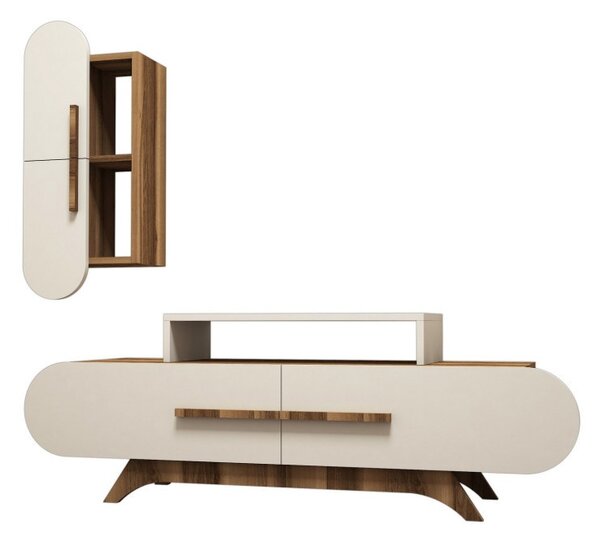 Έπιπλο TV Rose S-Walnut, Κρεμ