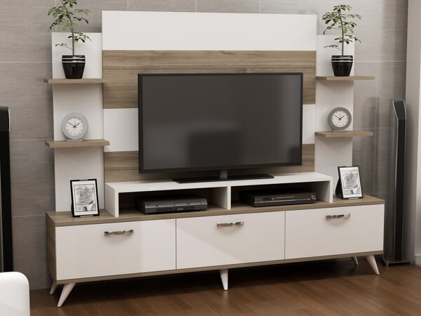 Έπιπλο TV Diana-Λευκό, Walnut