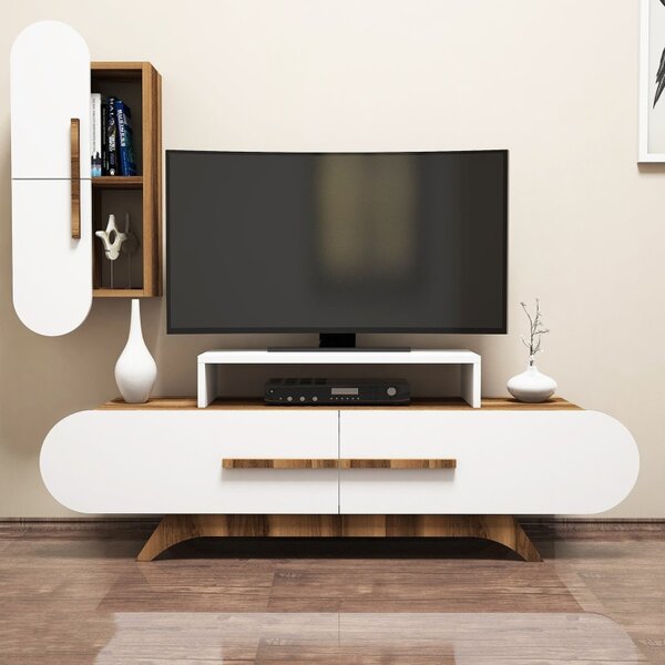 Έπιπλο TV Rose S-Walnut, Λευκό