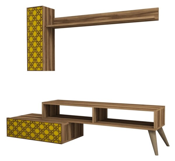 Έπιπλο TV Planet-Walnut, Yellow