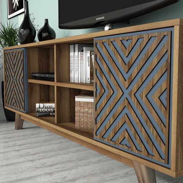 Έπιπλο TV İnci-Walnut, Blue
