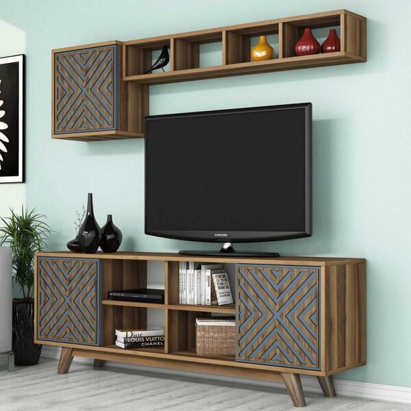 Έπιπλο TV İnci-Walnut, Blue