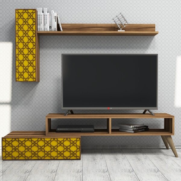 Έπιπλο TV Planet-Walnut, Yellow