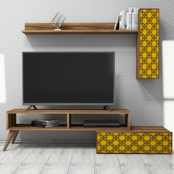 Έπιπλο TV Planet-Walnut, Yellow