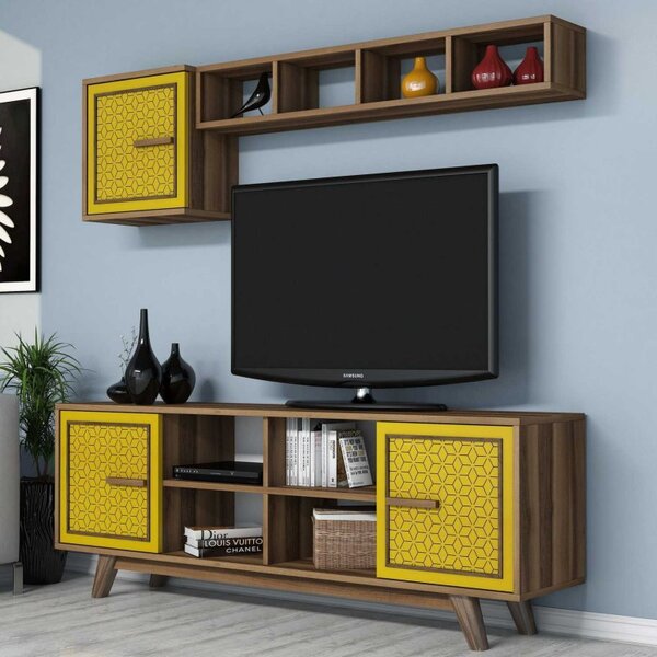 Έπιπλο TV Ayla-Walnut, Yellow