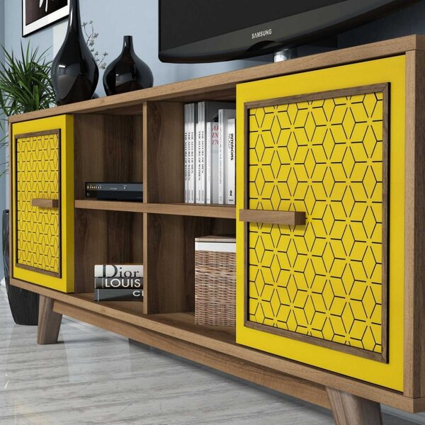 Έπιπλο TV Ayla-Walnut, Yellow