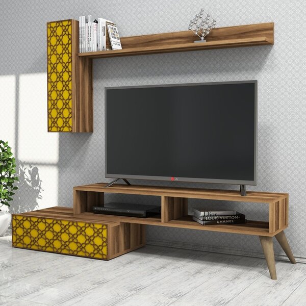 Έπιπλο TV Planet-Walnut, Yellow