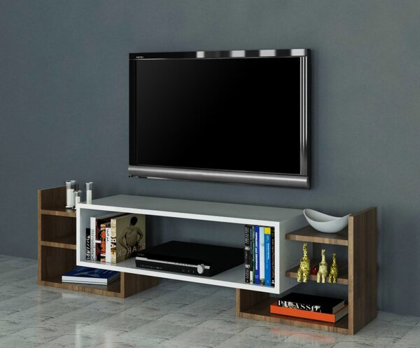 Έπιπλο TV Sema-Λευκό, Walnut