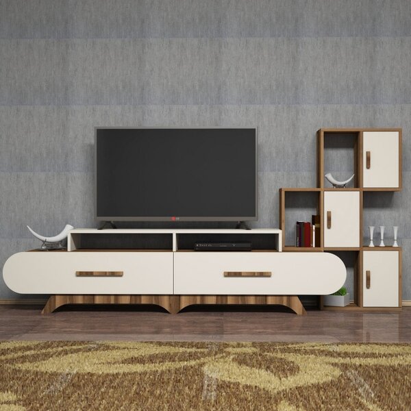 Έπιπλο TV Flora S-Walnut, Κρεμ