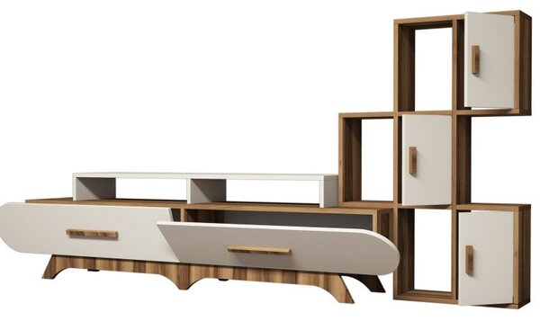 Έπιπλο TV Flora S-Walnut, Κρεμ