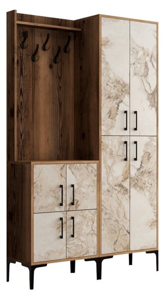 Κρεμάστρα Εισόδου Berlin BA - Walnut, Λευκό Marble