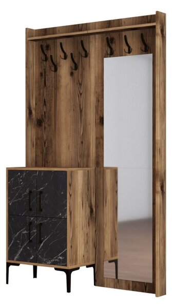Κρεμάστρα Εισόδου Berlin BC - Walnut, Μαύρο Marble