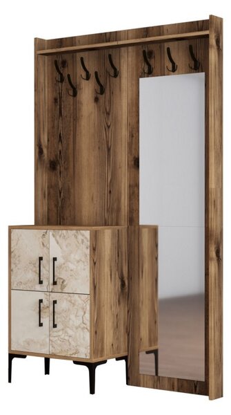 Κρεμάστρα Εισόδου Berlin BC - Walnut, Λευκό Marble