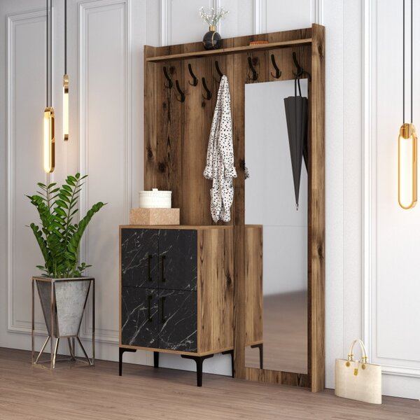 Κρεμάστρα Εισόδου Berlin BC - Walnut, Μαύρο Marble