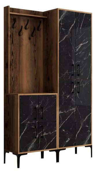 Κρεμάστρα Εισόδου Berlin BA - Walnut, Μαύρο Marble
