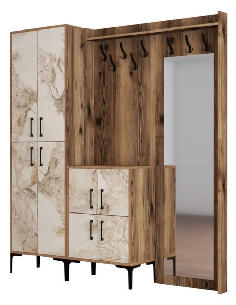 Κρεμάστρα Εισόδου Berlin ABC - Walnut, Λευκό Marble