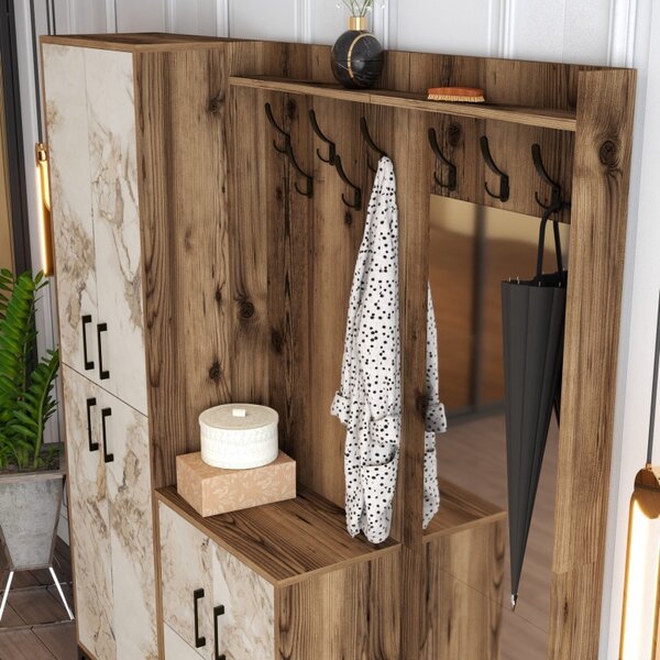 Κρεμάστρα Εισόδου Berlin ABC - Walnut, Λευκό Marble