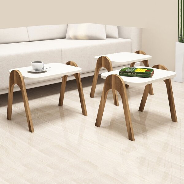 Βοηθητικό τραπεζάκι Paris - Walnut, Κρεμ