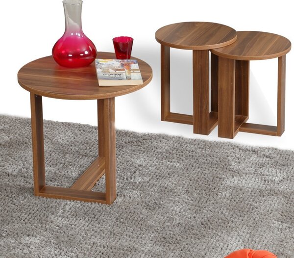 Σετ 3 βοηθητικά τραπεζάκια Mira - Walnut