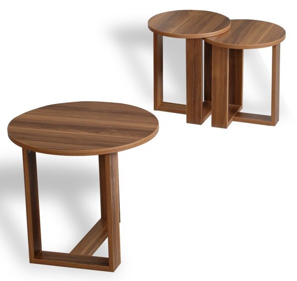 Σετ 3 βοηθητικά τραπεζάκια Mira - Walnut