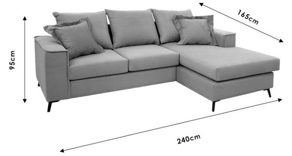 Γωνιακός Καναπές Pako Word Fabulos Ανθρακί 240 x 165 x 95 cm