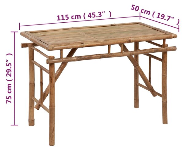 VidaXL Τραπέζι Κήπου Πτυσσόμενο 115 x 50 x 75 εκ. από Μπαμπού