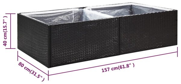 VidaXL Ζαρντινιέρα Κήπου Μαύρη 157 x 80 x 40 εκ. από Συνθετικό Ρατάν