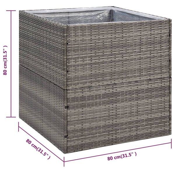 VidaXL Ζαρντινιέρα Κήπου Γκρι 80 x 80 x 80 εκ. από Συνθετικό Ρατάν