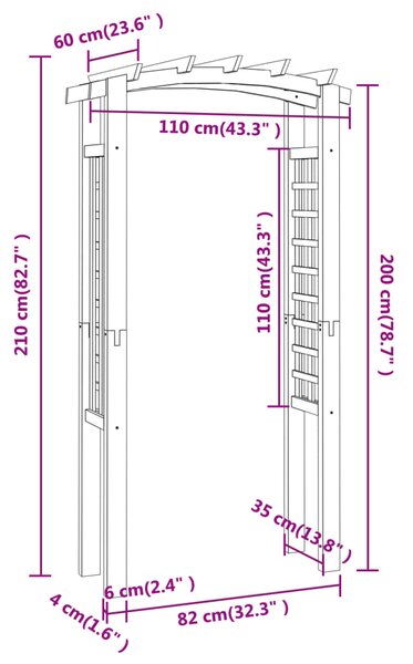 VidaXL Αψίδα Καφασωτό 110x60x210 εκ. από Εμποτισμένο Μασίφ Ξύλο Πεύκου